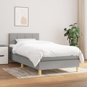 Box spring bed with light gray fabric mattress 80x200 cm by , Beds and slatted bases - Ref: Foro24-3140569, Price: 265,11 €, ...