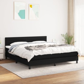 Cama box spring con colchón tela negro 180x200 cm de , Camas y somieres - Ref: Foro24-3140155, Precio: 530,52 €, Descuento: %