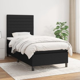 Cama box spring con colchón tela negro 100x200 cm de , Camas y somieres - Ref: Foro24-3141835, Precio: 359,70 €, Descuento: %