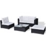 Set de muebles de jardín 5 pzas y cojines ratán sintético negro de vidaXL, Conjuntos de jardín - Ref: Foro24-42740, Precio: 3...