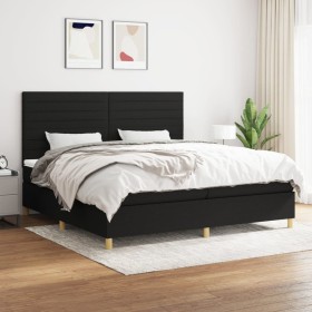 Cama box spring con colchón tela negro 200x200 cm de , Camas y somieres - Ref: Foro24-3142443, Precio: 711,82 €, Descuento: %