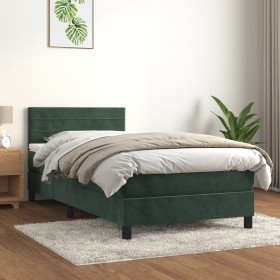 Box spring bed with dark green velvet mattress 90x190 cm by , Beds and slatted bases - Ref: Foro24-3141338, Price: 315,45 €, ...