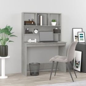 Concrete gray plywood shelf desk 102x45x148cm by , Desks - Ref: Foro24-823004, Price: 95,19 €, Discount: %