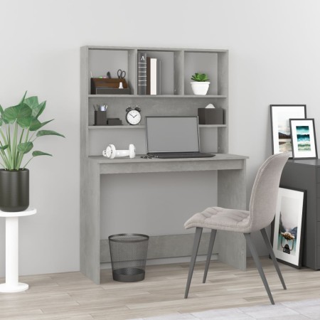 Concrete gray plywood shelf desk 102x45x148cm by , Desks - Ref: Foro24-823004, Price: 102,84 €, Discount: %