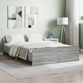 Sonoma gray bed frame with headboard and footboard 135x190 cm by , Beds and slatted bases - Ref: Foro24-3203794, Price: 146,1...