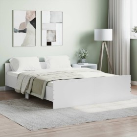 Estructura de cama con cabecero piecero blanco 135x190 cm de , Camas y somieres - Ref: Foro24-3203789, Precio: 123,99 €, Desc...