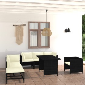 Garden furniture set 8 pieces and black synthetic rattan cushions by , Garden sets - Ref: Foro24-3059797, Price: 507,20 €, Di...