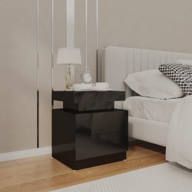 Glossy black engineered wood bedside table 45x35x52 cm by vidaXL, Nightstands - Ref: Foro24-326856, Price: 102,47 €, Discount: %