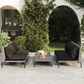 5 Stk. Gartensofas und Kissen synthetisches Rattan dunkelgrau von , Gartensets - Ref: Foro24-3099793, Preis: 299,99 €, Rabatt: %