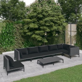 Set of 8-piece garden sofas with dark gray synthetic rattan cushions. by , Garden sets - Ref: Foro24-3099855, Price: 500,99 €...