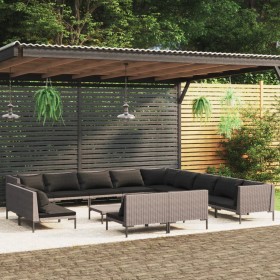 14 Stk. Gartenmöbel und Kissen dunkelgrau synthetisches Rattan von , Gartensets - Ref: Foro24-3099895, Preis: 985,99 €, Rabat...