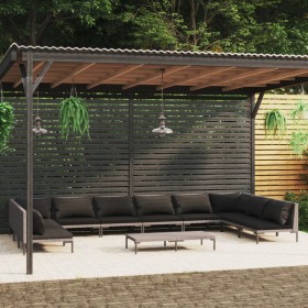 11 Stk. Gartensofas und Kissen synthetisches Rattan dunkelgrau von , Gartensets - Ref: Foro24-3099925, Preis: 756,14 €, Rabat...