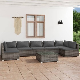 8-teiliges Gartenmöbel-Set und Kissen synthetisches Rattangrau von , Gartensets - Ref: Foro24-3101901, Preis: 848,99 €, Rabat...