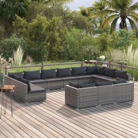 Garden furniture set 13 pieces and gray synthetic rattan cushions by , Garden sets - Ref: Foro24-3102109, Price: 1,00 €, Disc...