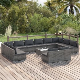 Set muebles de jardín 13 piezas y cojines ratán sintético gris de , Conjuntos de jardín - Ref: Foro24-3102149, Precio: 1,00 €...