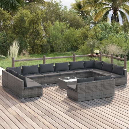 13-teiliges Gartenmöbel-Set und Kissen synthetisches Rattangrau von , Gartensets - Ref: Foro24-3102149, Preis: 1,00 €, Rabatt: %