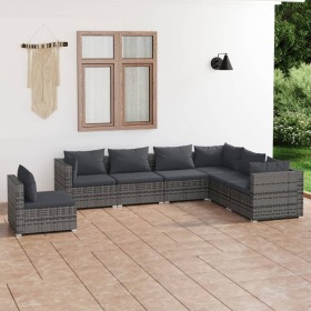 7-piece garden furniture set with gray synthetic rattan cushions by , Garden sets - Ref: Foro24-3102357, Price: 772,99 €, Dis...