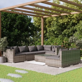 Garden furniture set 8 pieces and gray synthetic rattan cushions by , Garden sets - Ref: Foro24-3102397, Price: 816,99 €, Dis...