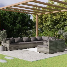 Garden furniture set 8 pieces and gray synthetic rattan cushions by , Garden sets - Ref: Foro24-3102405, Price: 840,99 €, Dis...