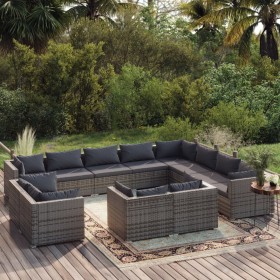 12-teiliges Gartenmöbel-Set und Kissen synthetisches Rattangrau von , Gartensets - Ref: Foro24-3102893, Preis: 1,00 €, Rabatt: %