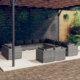 Garden furniture set 13 pieces and gray synthetic rattan cushions by , Garden sets - Ref: Foro24-3102909, Price: 1,00 €, Disc...