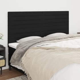 Cabeceros 4 unidades de tela negro 100x5x78/88 cm de , Cabeceros y pies de cama - Ref: Foro24-3116496, Precio: 128,90 €, Desc...