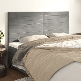 Cabeceros 4 unidades de terciopelo gris claro 90x5x78/88 cm de , Cabeceros y pies de cama - Ref: Foro24-3116532, Precio: 124,...