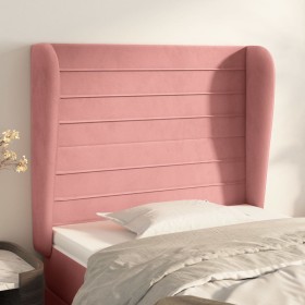 Cabecero con orejas de terciopelo rosa 93x23x118/128 cm de , Cabeceros y pies de cama - Ref: Foro24-3118137, Precio: 74,78 €,...