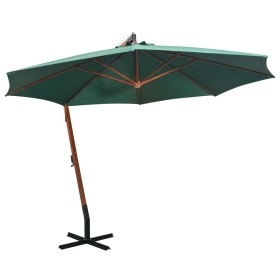 Hängender Sonnenschirm 350 cm mit grüner Holzstange von vidaXL, Sonnenschirme - Ref: Foro24-42965, Preis: 228,04 €, Rabatt: %