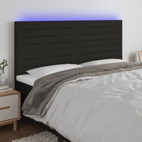 Headboard with LED lights black fabric 180x5x118/128 cm by , Headboards and footboards - Ref: Foro24-3122580, Price: 117,87 €...