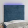 Cabecero con luces LED terciopelo azul oscuro 90x5x118/128 cm de , Cabeceros y pies de cama - Ref: Foro24-3122604, Precio: 74...