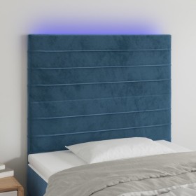 Cabecero con luces LED terciopelo azul oscuro 90x5x118/128 cm de , Cabeceros y pies de cama - Ref: Foro24-3122604, Precio: 68...