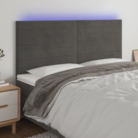 Cabecero con luces LED terciopelo gris oscuro 180x5x118/128 cm de , Cabeceros y pies de cama - Ref: Foro24-3122625, Precio: 1...