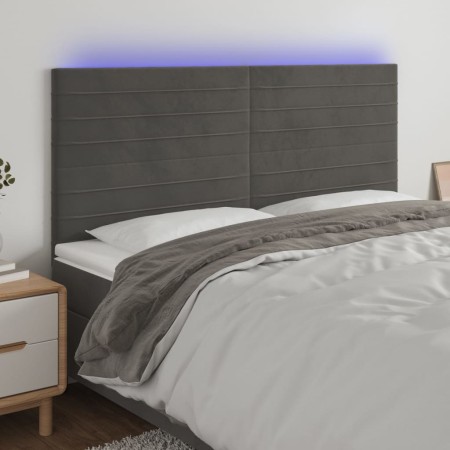 Cabecero con luces LED terciopelo gris oscuro 180x5x118/128 cm de , Cabeceros y pies de cama - Ref: Foro24-3122625, Precio: 1...