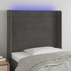 Dark gray velvet headboard with LED 93x16x118/128 cm by , Headboards and footboards - Ref: Foro24-3124225, Price: 84,01 €, Di...