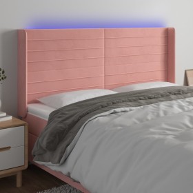 Pink velvet headboard with LED 203x16x118/128 cm by , Headboards and footboards - Ref: Foro24-3124259, Price: 132,11 €, Disco...