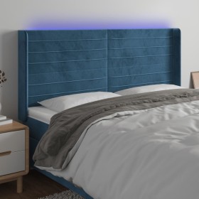 Dark blue velvet LED headboard 183x16x118/128 cm by , Headboards and footboards - Ref: Foro24-3124252, Price: 133,99 €, Disco...