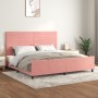 Pink velvet bed frame with headboard 200x200 cm by , Beds and slatted bases - Ref: Foro24-3125841, Price: 224,16 €, Discount: %