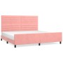 Pink velvet bed frame with headboard 200x200 cm by , Beds and slatted bases - Ref: Foro24-3125841, Price: 224,16 €, Discount: %