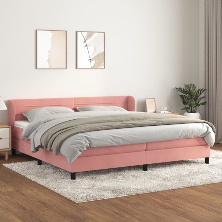 Cama box spring con colchón terciopelo rosa 200x200 cm de , Camas y somieres - Ref: Foro24-3127576, Precio: 552,40 €, Descuen...