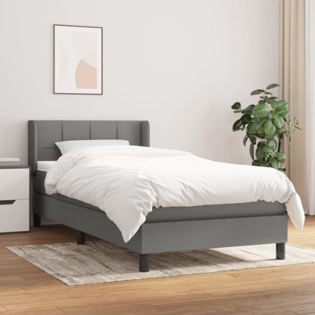 Cama box spring con colchón tela gris oscuro 90x200 cm de , Camas y somieres - Ref: Foro24-3129682, Precio: 306,13 €, Descuen...