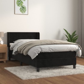 Box spring bed with black synthetic leather mattress 90x190 cm by , Beds and slatted bases - Ref: Foro24-3130993, Price: 289,...