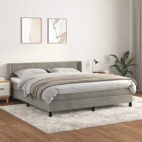 Box spring bed with light gray velvet mattress 180x200 cm by , Beds and slatted bases - Ref: Foro24-3131033, Price: 535,10 €,...