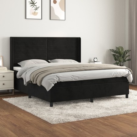 Cama box spring con colchón terciopelo negro 180x200 cm de , Camas y somieres - Ref: Foro24-3132755, Precio: 649,77 €, Descue...