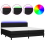 Boxspringbettmatratze und LED-Leuchten aus schwarzem Stoff 200x200 cm von , Betten und Lattenroste - Ref: Foro24-3133263, Pre...