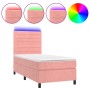 Box spring bed with mattress and LED pink velvet 100x200 cm by , Beds and slatted bases - Ref: Foro24-3136172, Price: 362,89 ...