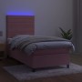 Box spring bed with mattress and LED pink velvet 100x200 cm by , Beds and slatted bases - Ref: Foro24-3136172, Price: 362,89 ...