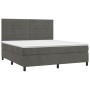 Cama box spring colchón y LED terciopelo gris oscuro 180x200 cm de , Camas y somieres - Ref: Foro24-3136198, Precio: 607,69 €...