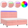 Cama box spring colchón y LED terciopelo rosa 200x200 cm de , Camas y somieres - Ref: Foro24-3136208, Precio: 624,80 €, Descu...