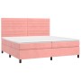 Cama box spring colchón y LED terciopelo rosa 200x200 cm de , Camas y somieres - Ref: Foro24-3136208, Precio: 624,80 €, Descu...